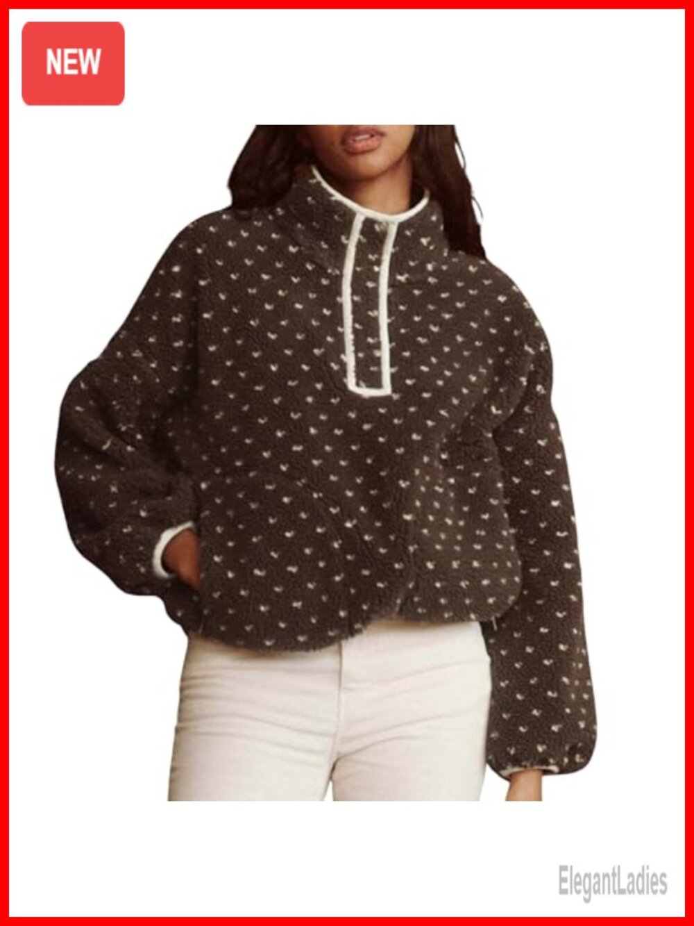Fleece Pullover Sherpa Sweatshirt Fuzzy High Neck